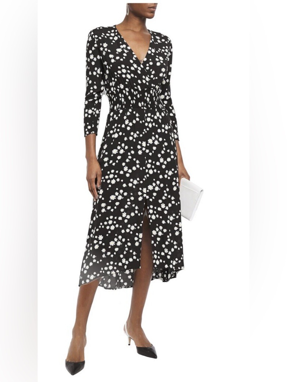 Maje Rosila Daisy Print Midi Crepe Dress Size 1